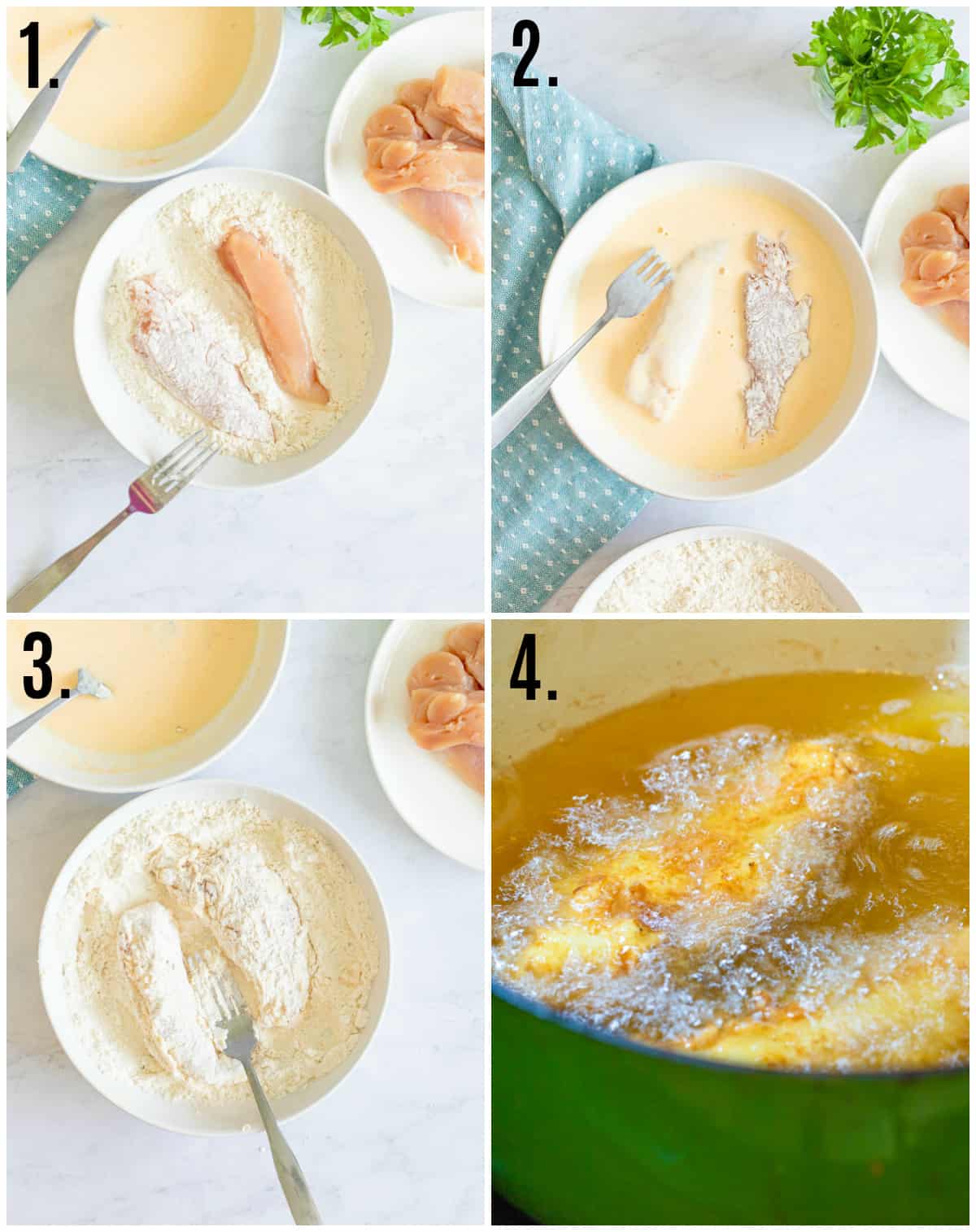 Step by step photos on how to make Chicken Tenders
