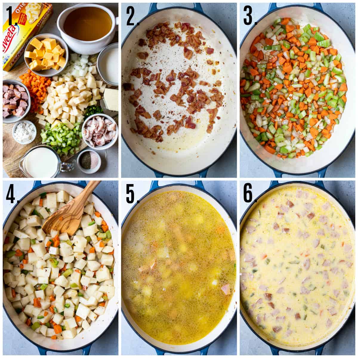 Step by step photos on how to make Creamy Potato Soup