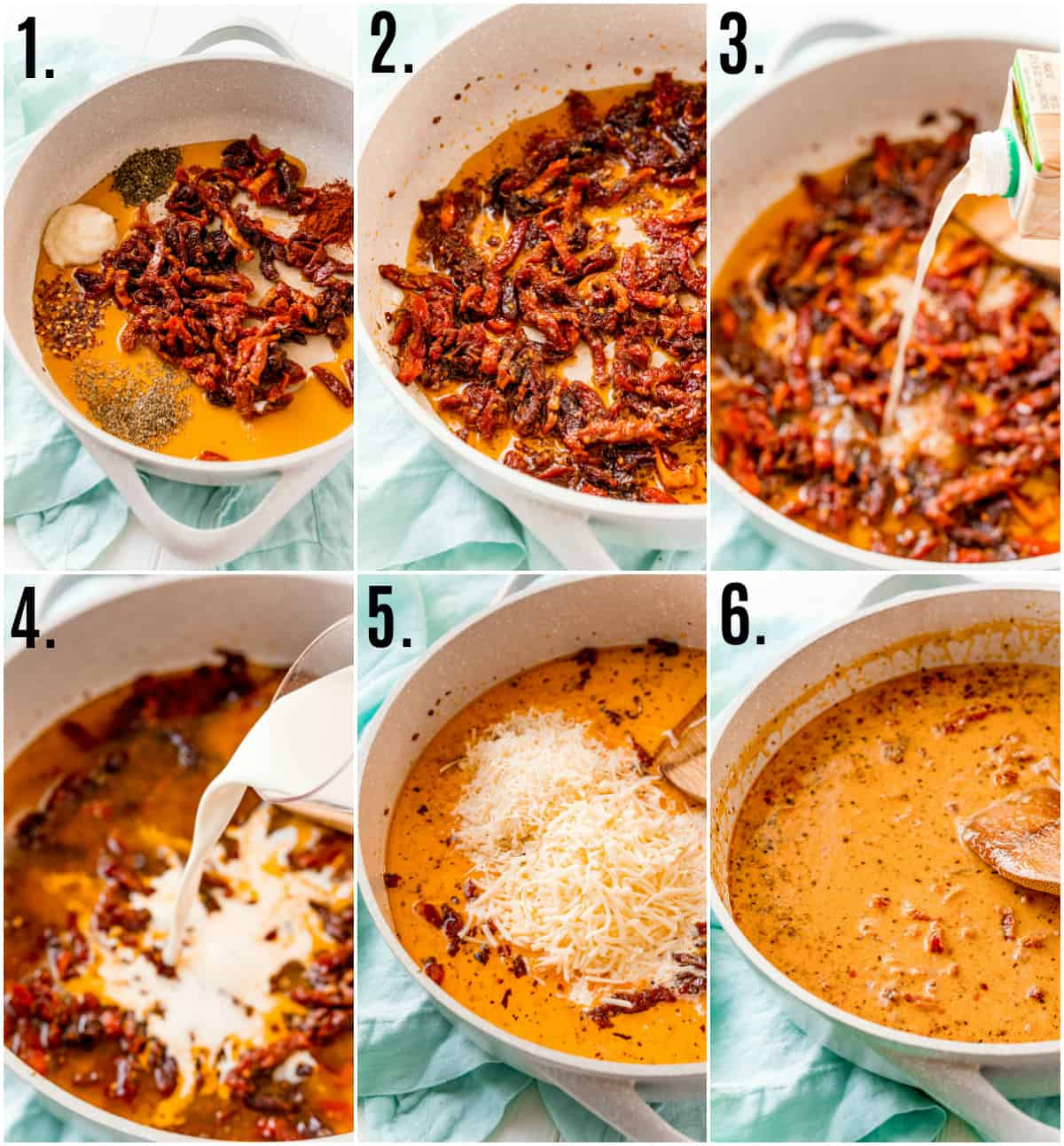 Step by step photos on how to make Sun-Dried Tomato Pasta