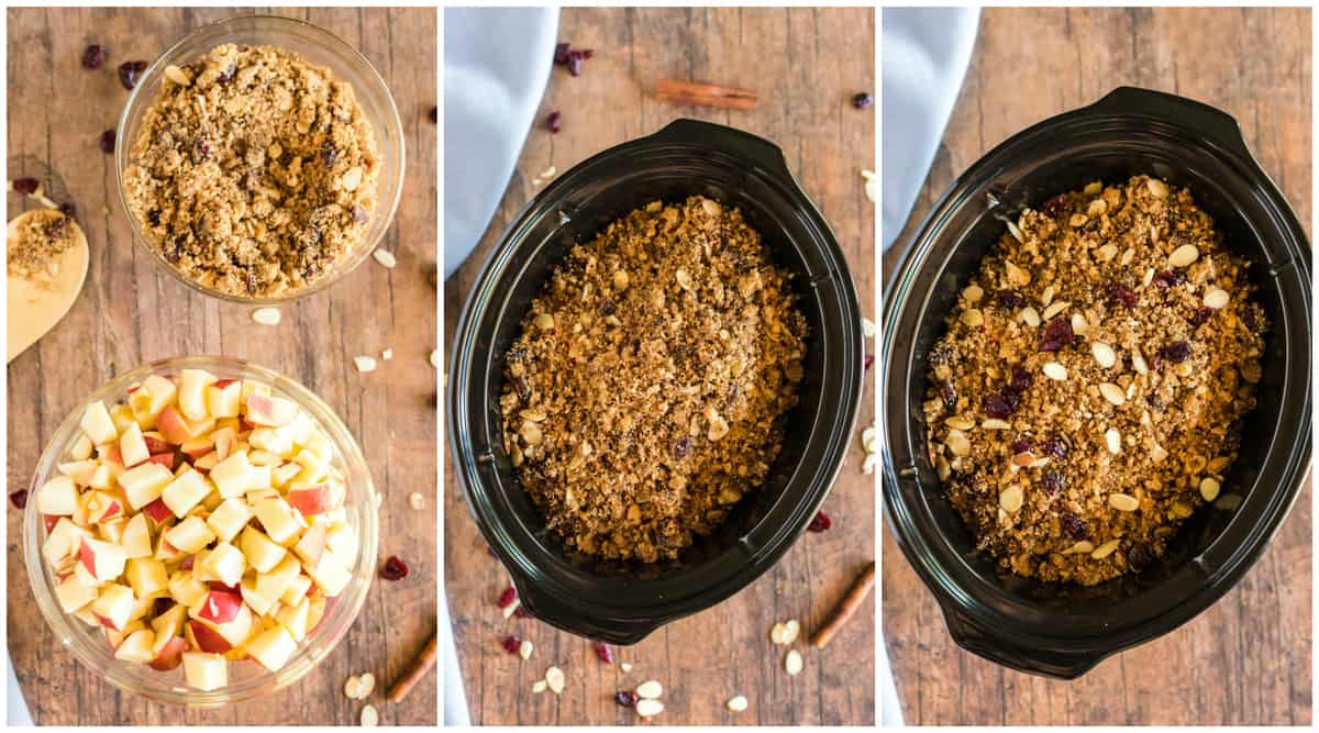 Step by step photos on how to make Easy Apple Crumble