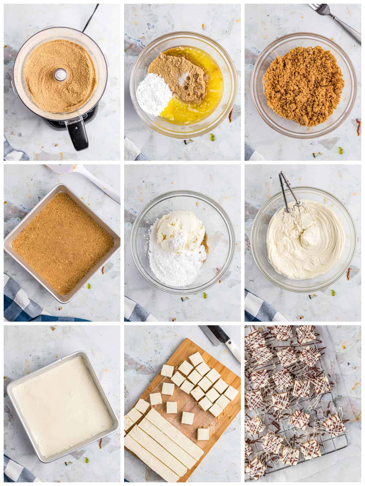 Step by step photos on how to make No Bake Cheesecake Bites.