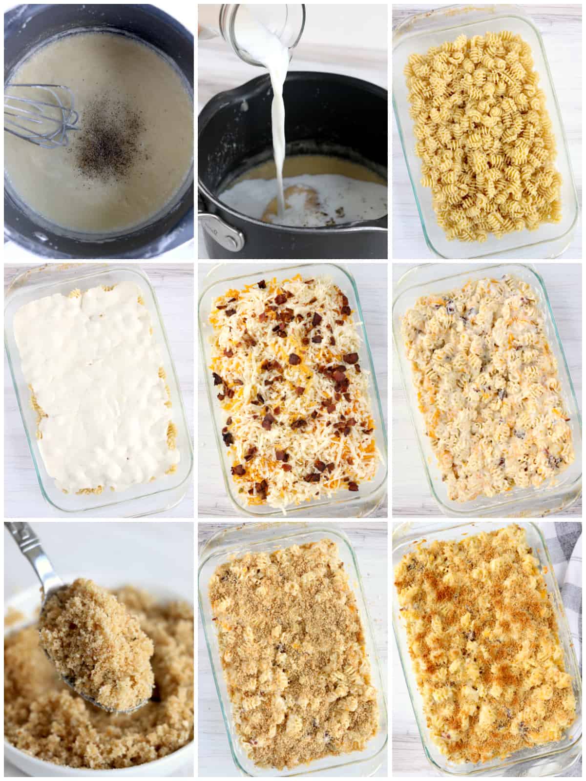 Step by step photos on how to make Pepper Jack Bacon Mac and Cheese.