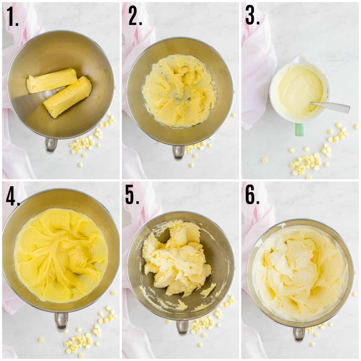 Step by step photos on how to make White Chocolate Buttercream
