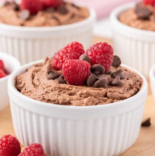 Side view of Easy Chocolate Mousse in bowl