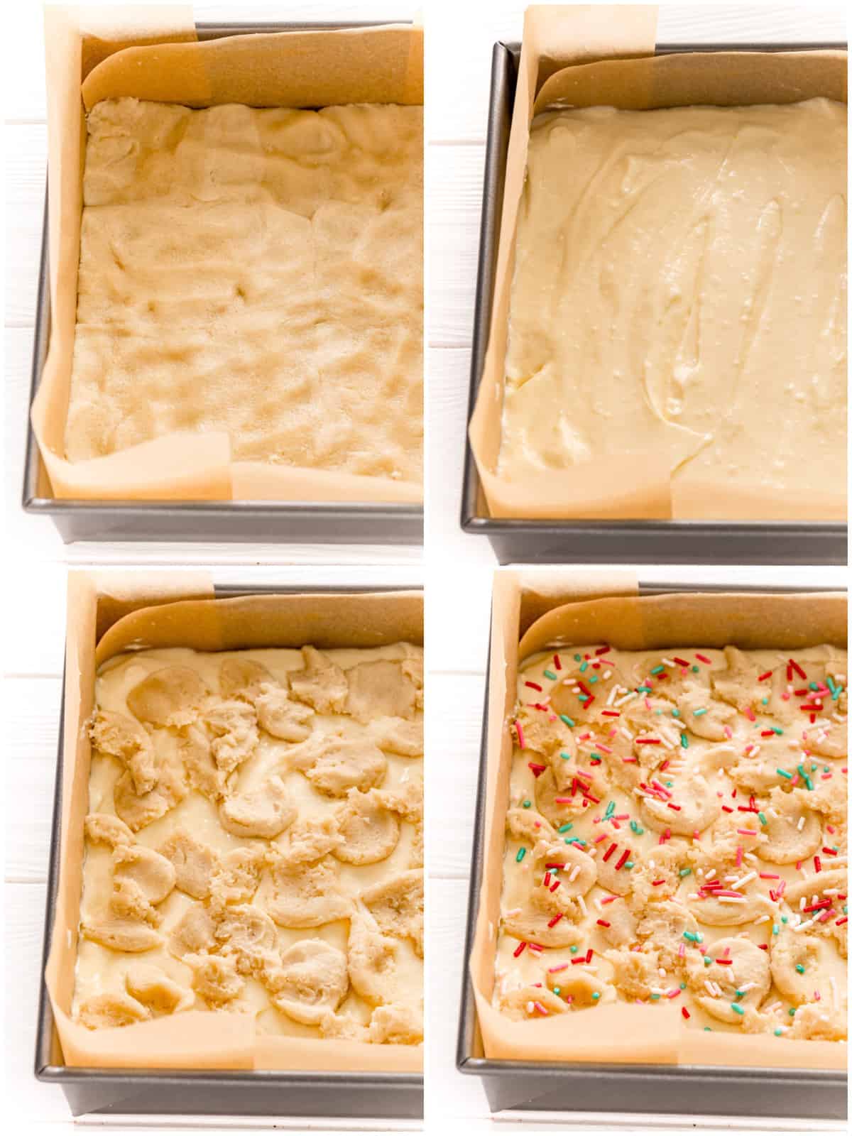 Step by step photos on how to make Cheesecake Bars