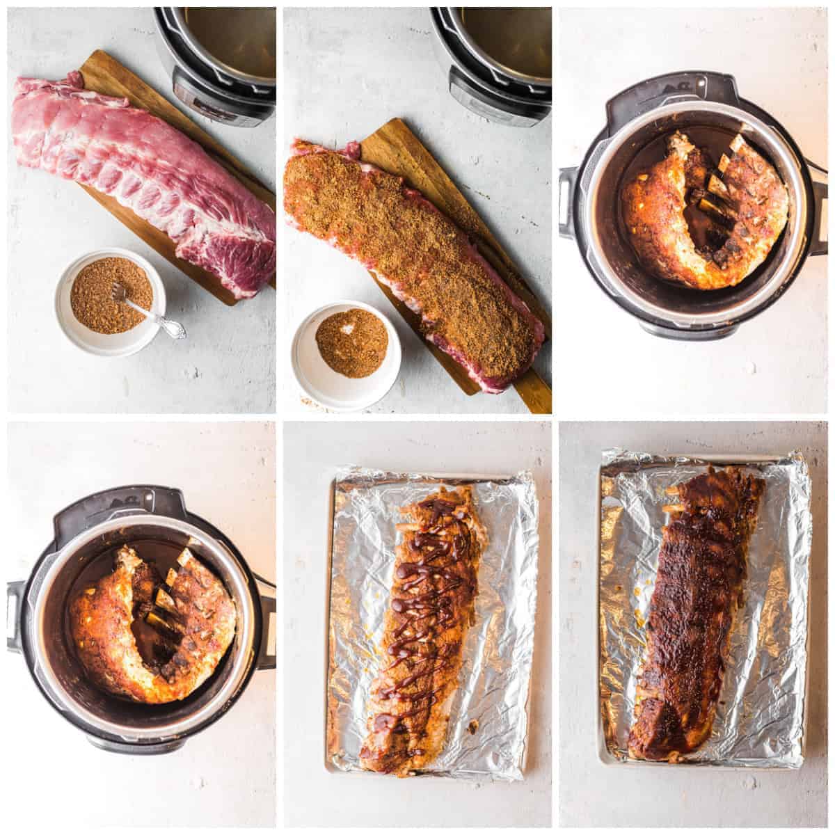Step by step photos on how to make Instant Pot BBQ Ribs.