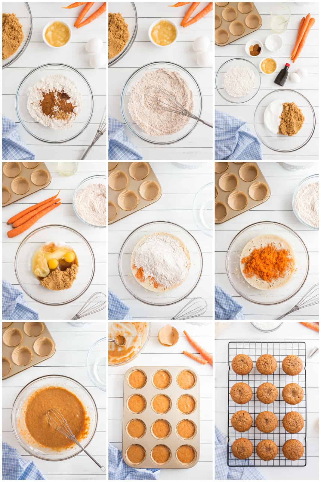 Step by step photos on how to make Carrot Cake Cupcakes