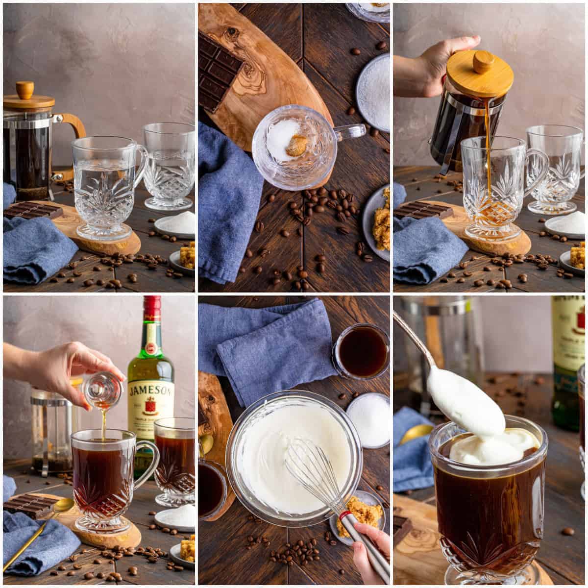 Step by step photos on how to make an Irish Coffee Recipe.