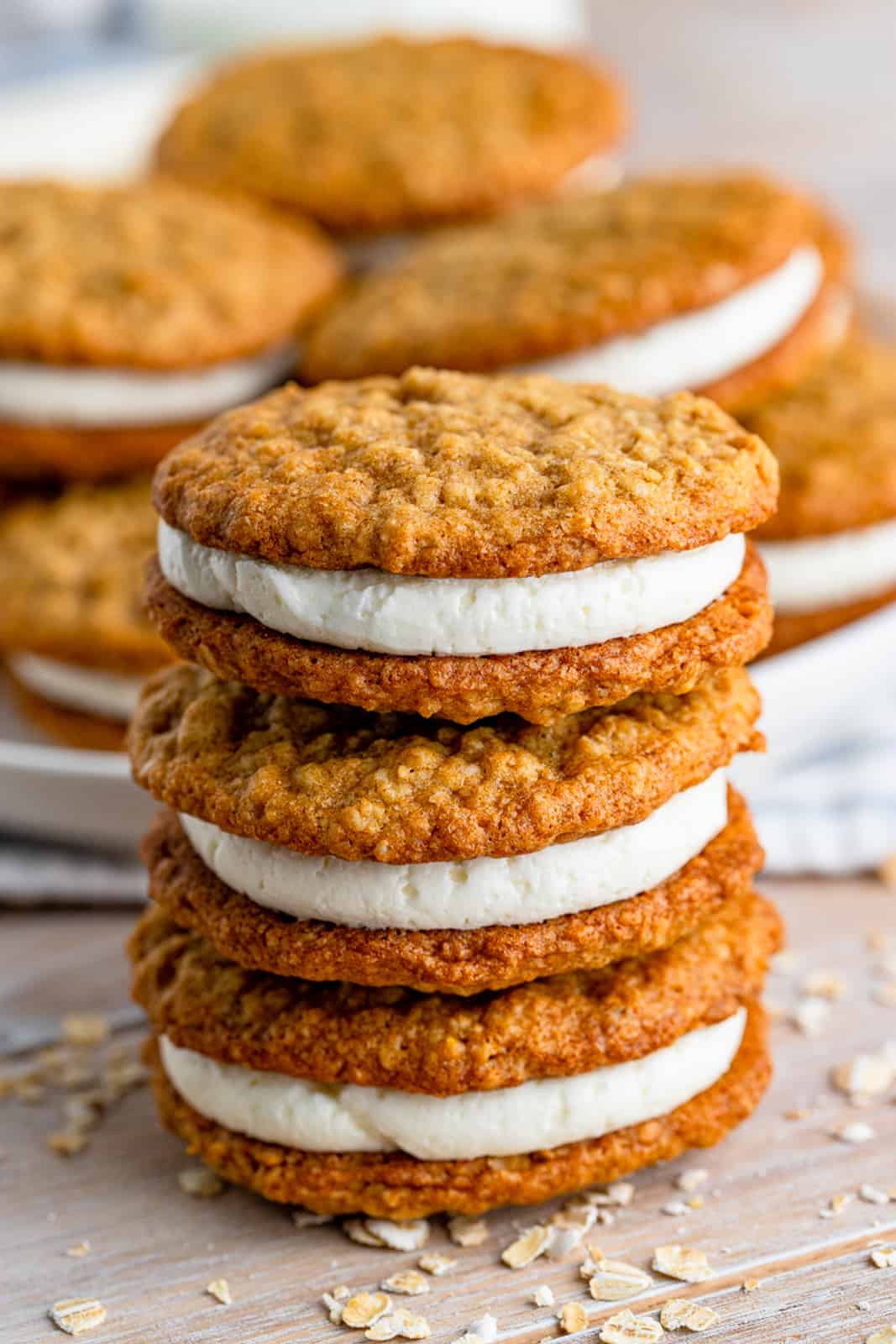 Three Stacked Oatmeal Cream Pies