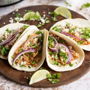 Close up of Chicken Tinga in tortillas square image