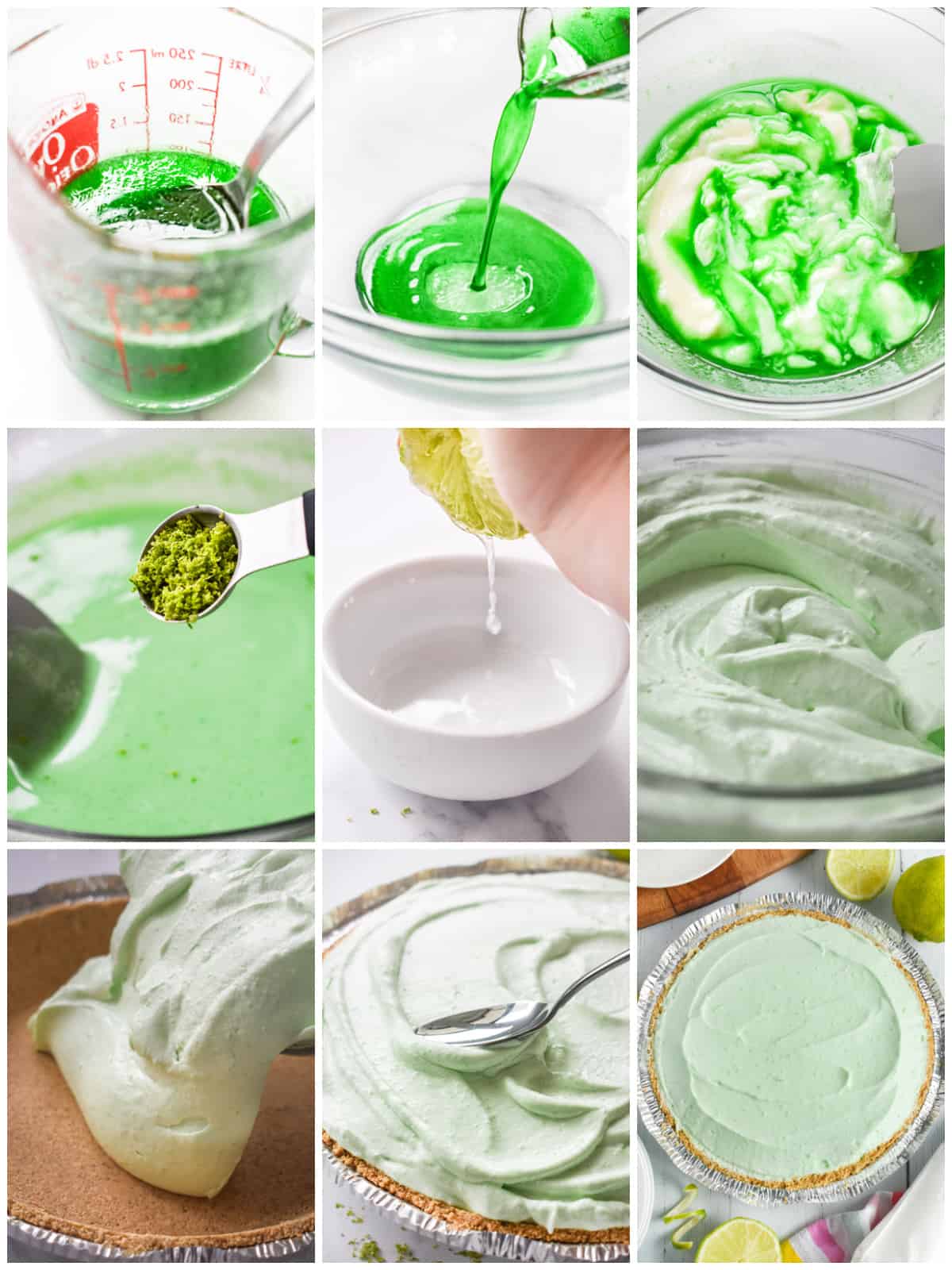 Step by step photos on how to make a Jello Pie