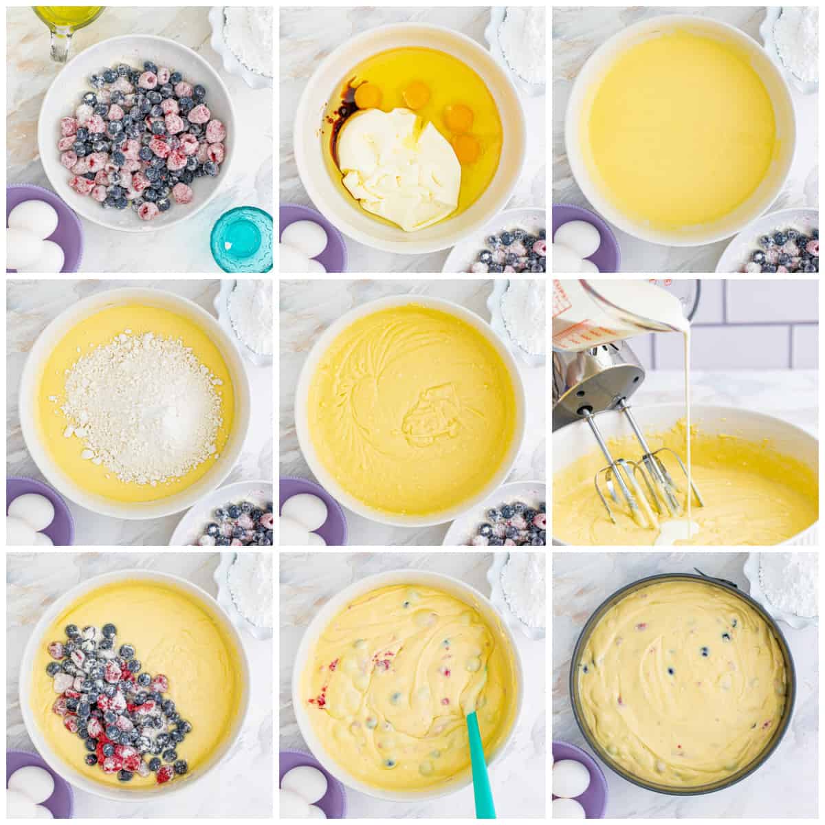 Step by step photos on how to make Berry Ricotta Cake
