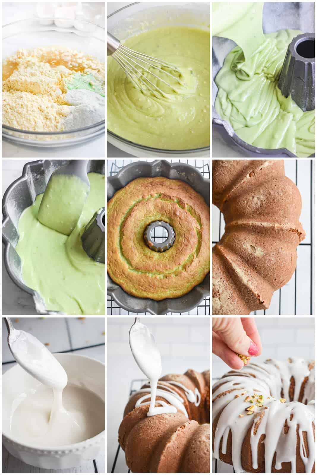 Step by step photos on how to make a Pistachio Cake