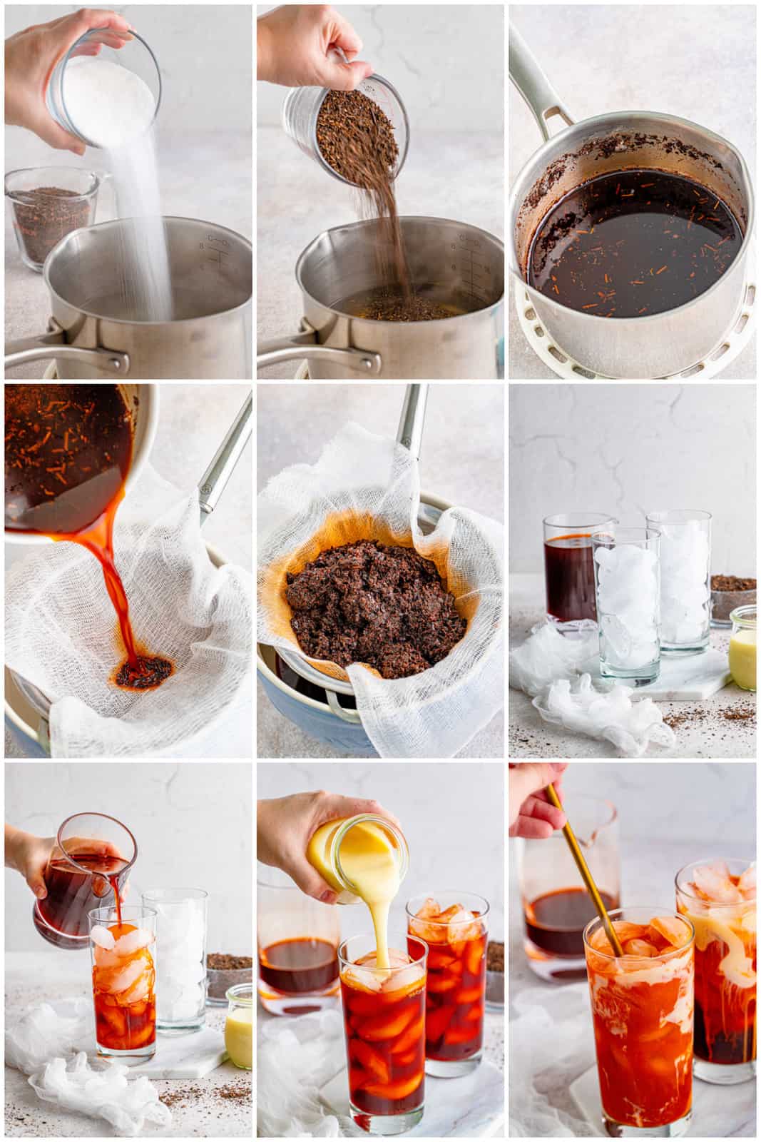 Step by step photos on how to make Thai Iced Tea