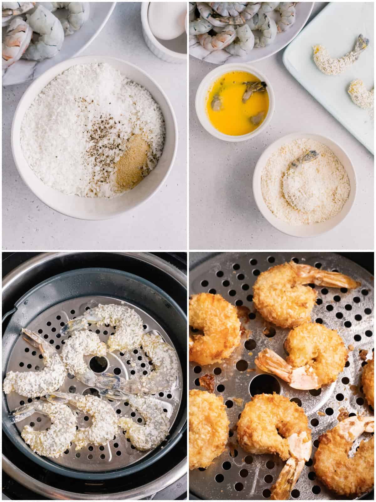 Step by step photos on how to make Air Fryer Coconut Shrimp
