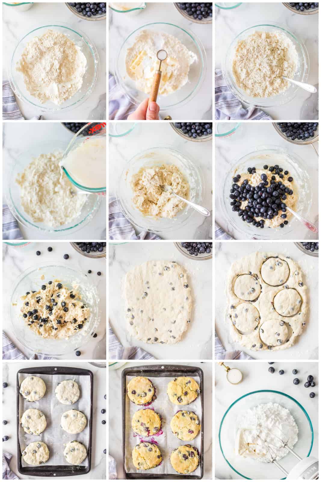 Step by step photos on how to make Blueberry Biscuits