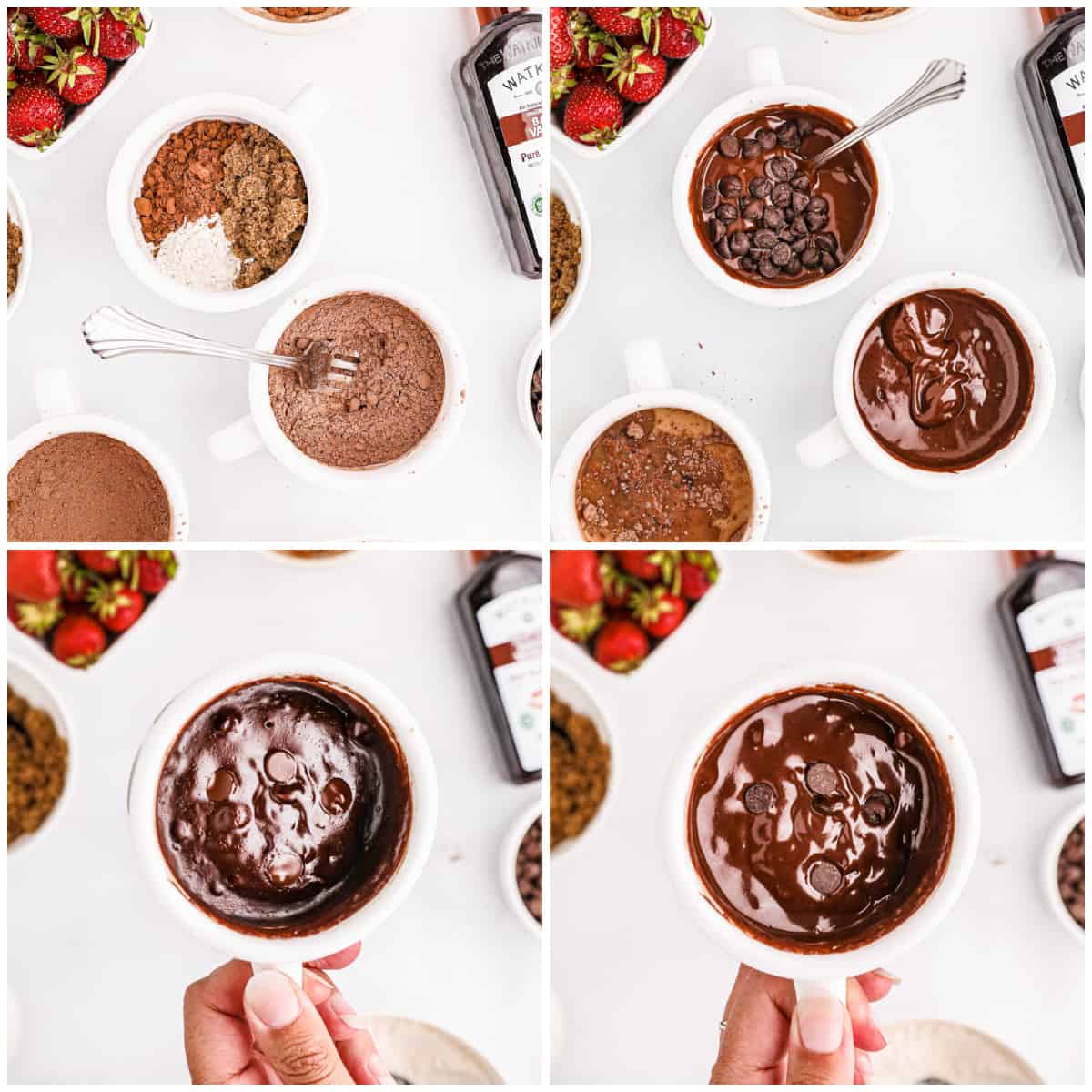 Step by step photos on how to make a Brownie in a Mug.