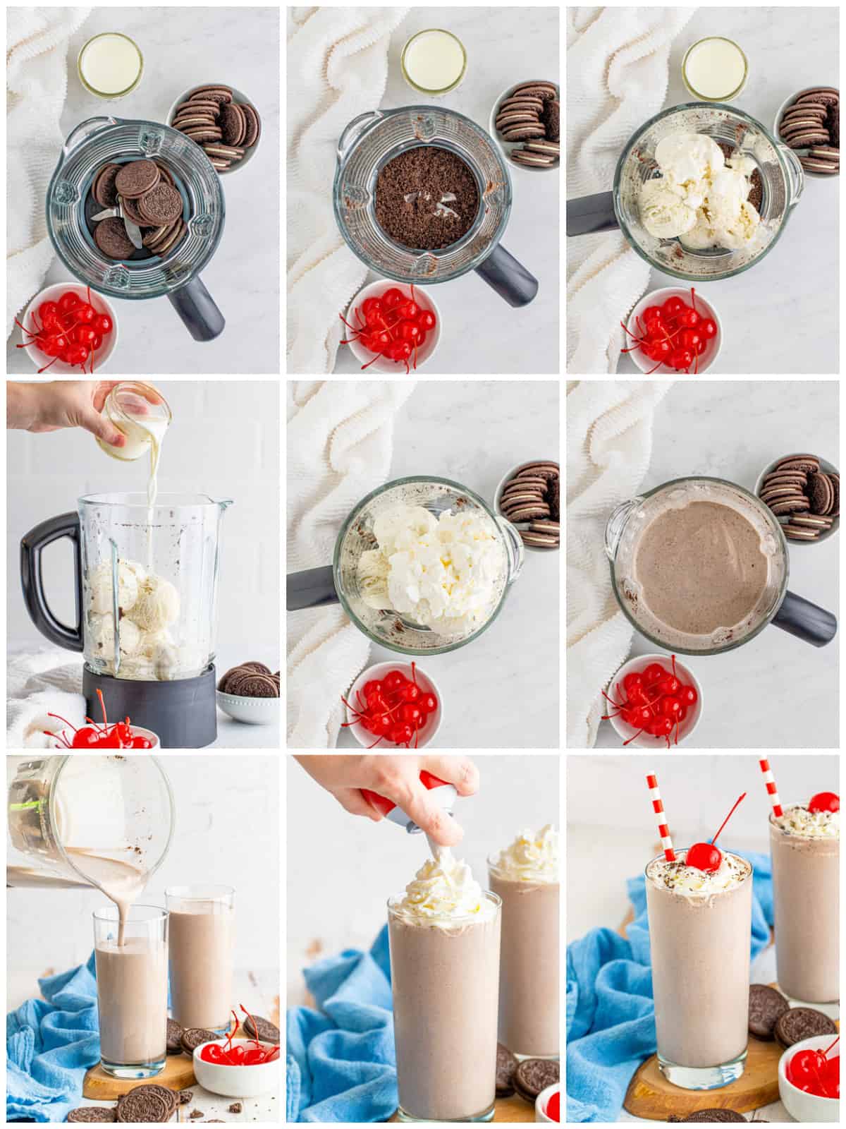 Step by step photos on how to make an Oreo Milkshake