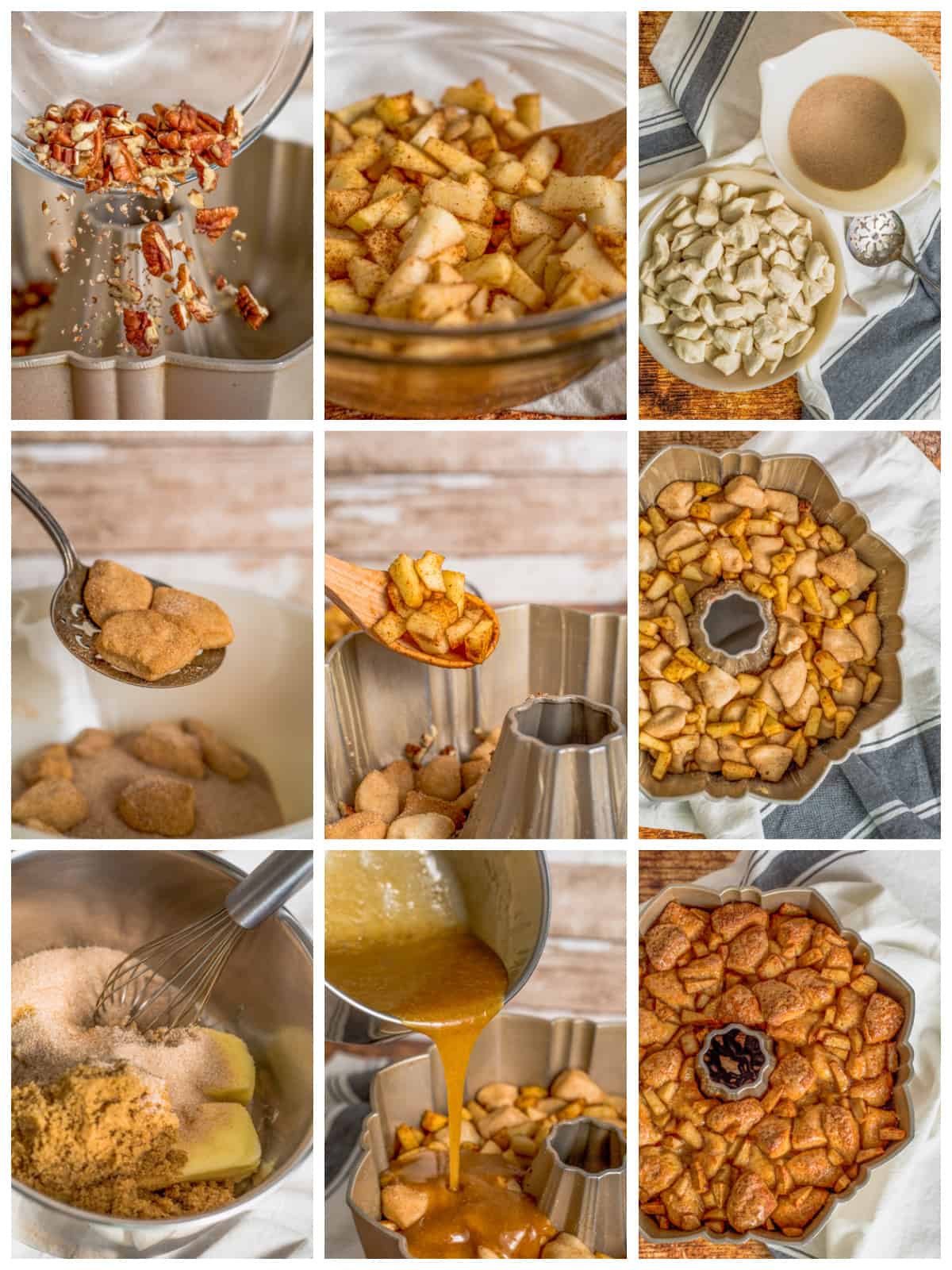 Step by step photos on how to make Apple Monkey Bread