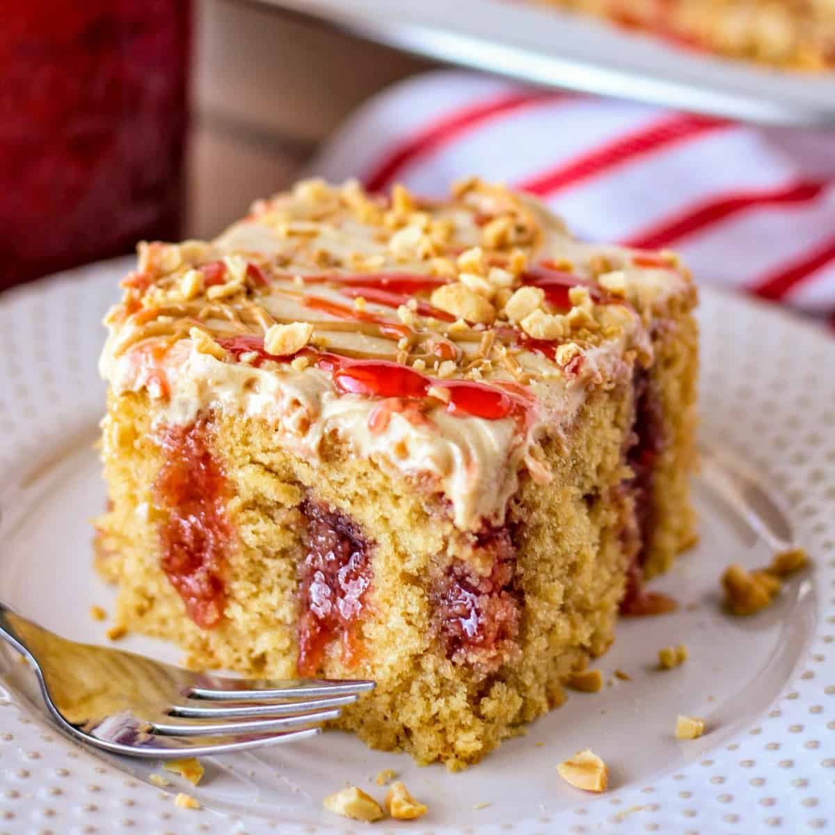 Peanut Butter and Jelly Poke Cake