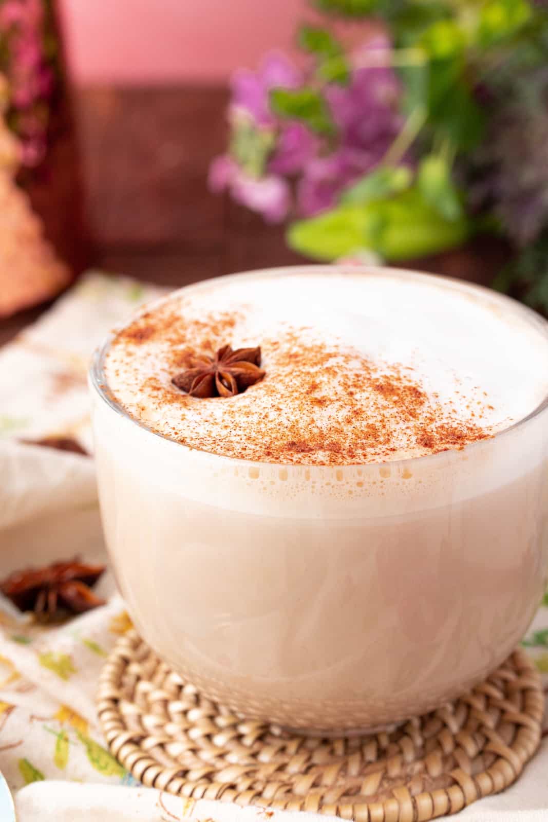 Side view into mug of Chai Latte Recipe.