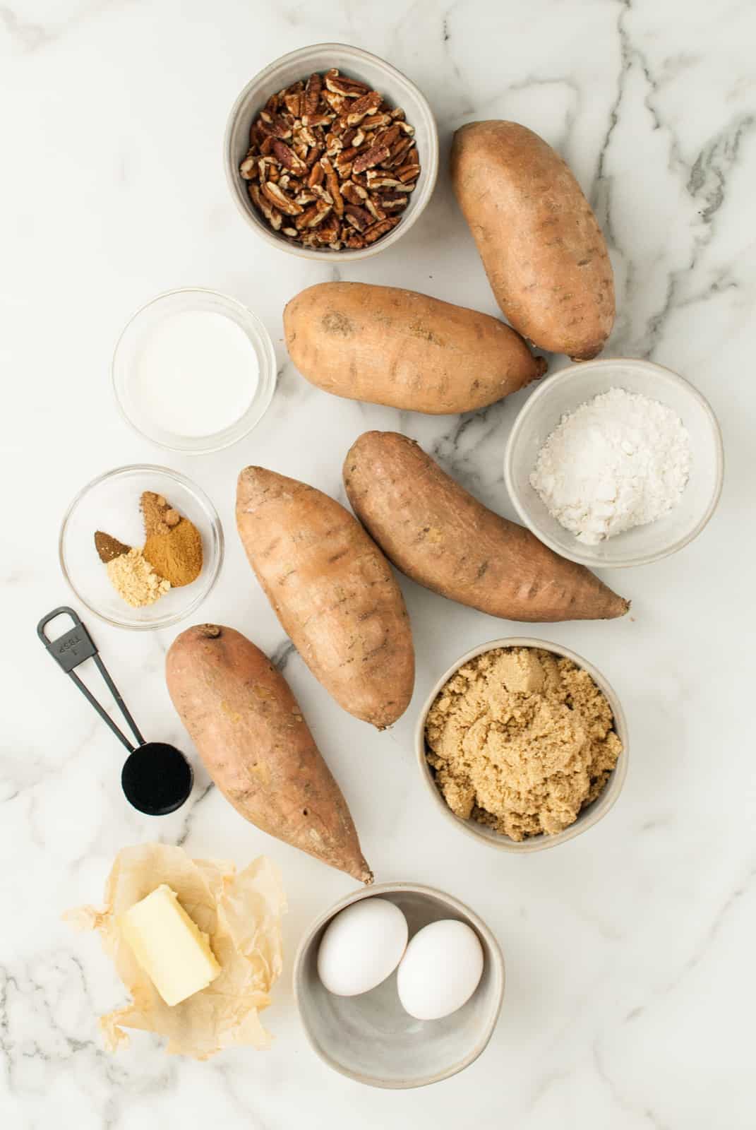 Ingredients needed to make Twice Baked Sweet Potatoes