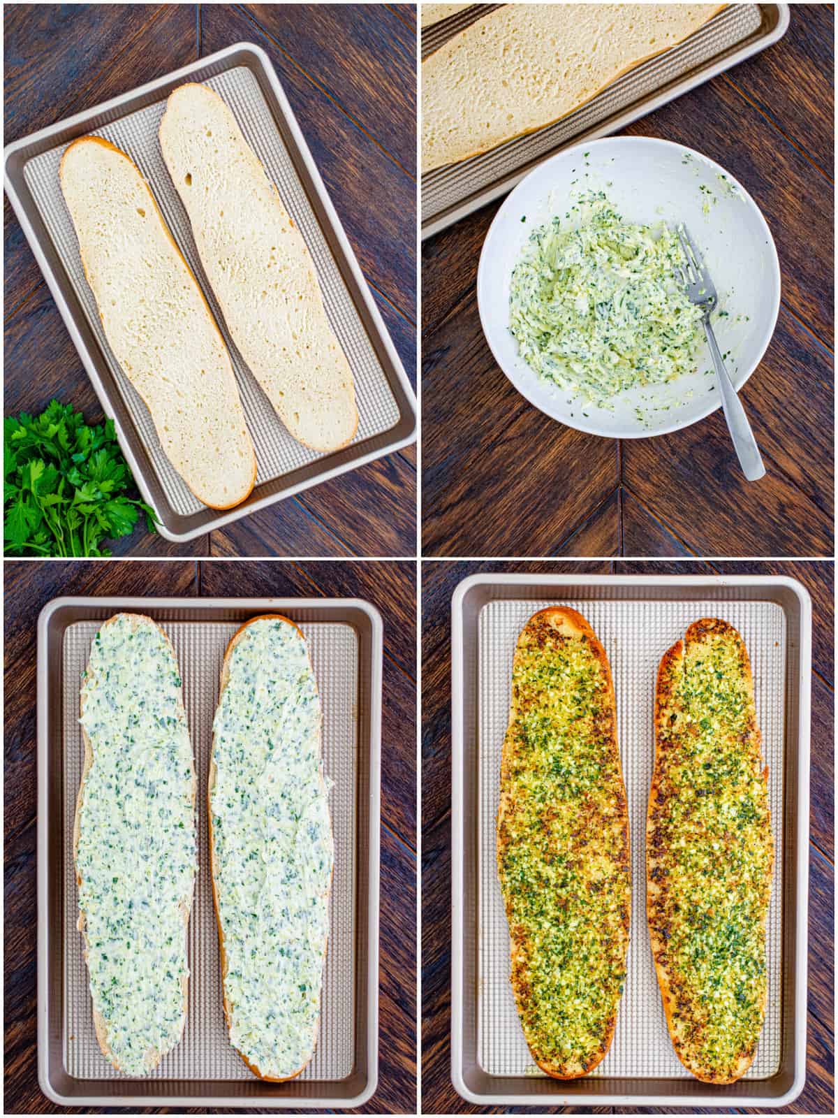 Step by step photos on how to make an Easy Garlic Bread Recipe.