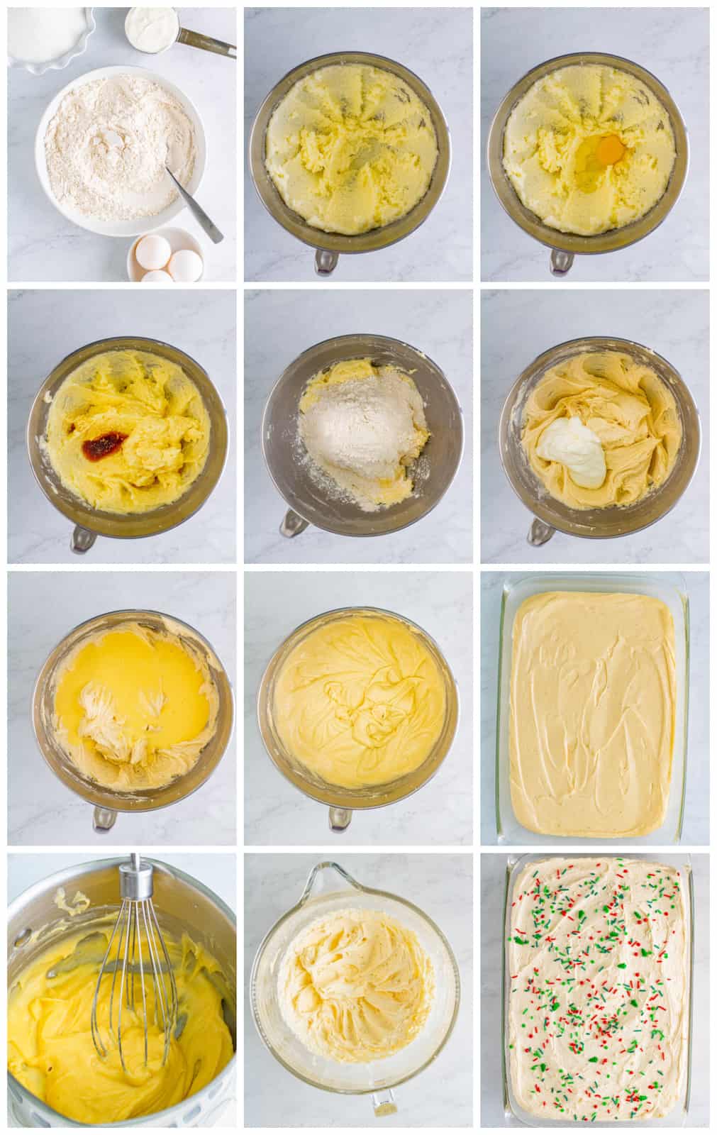 Step by step photos on how to make Eggnog Cake