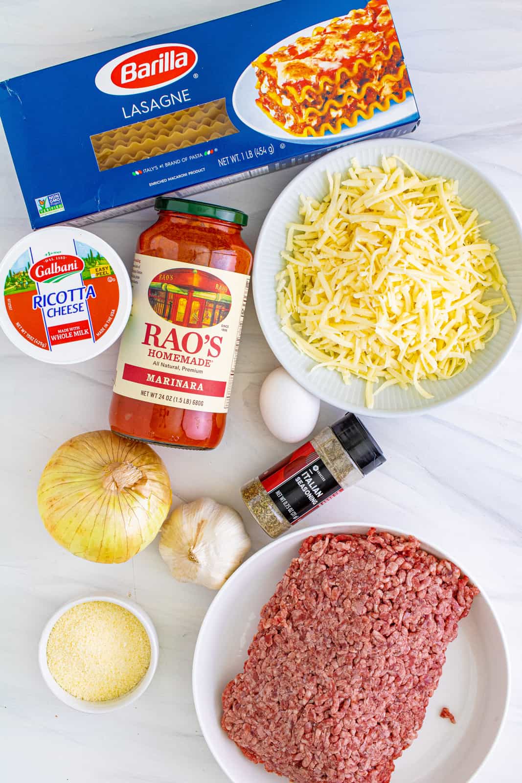 Ingredients needed to make Lasagna Rolls.