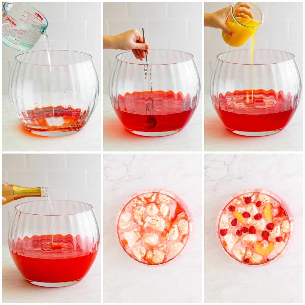Step by step photos on how to make Boozy Sherbet Punch.