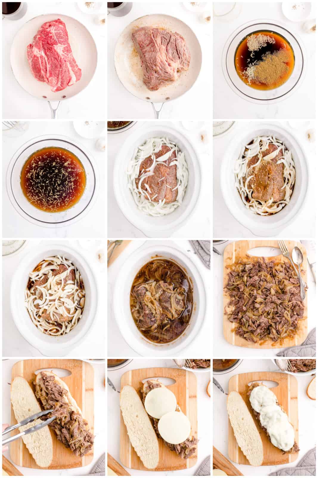 Step by step photos on how to make Crockpot French Dips.