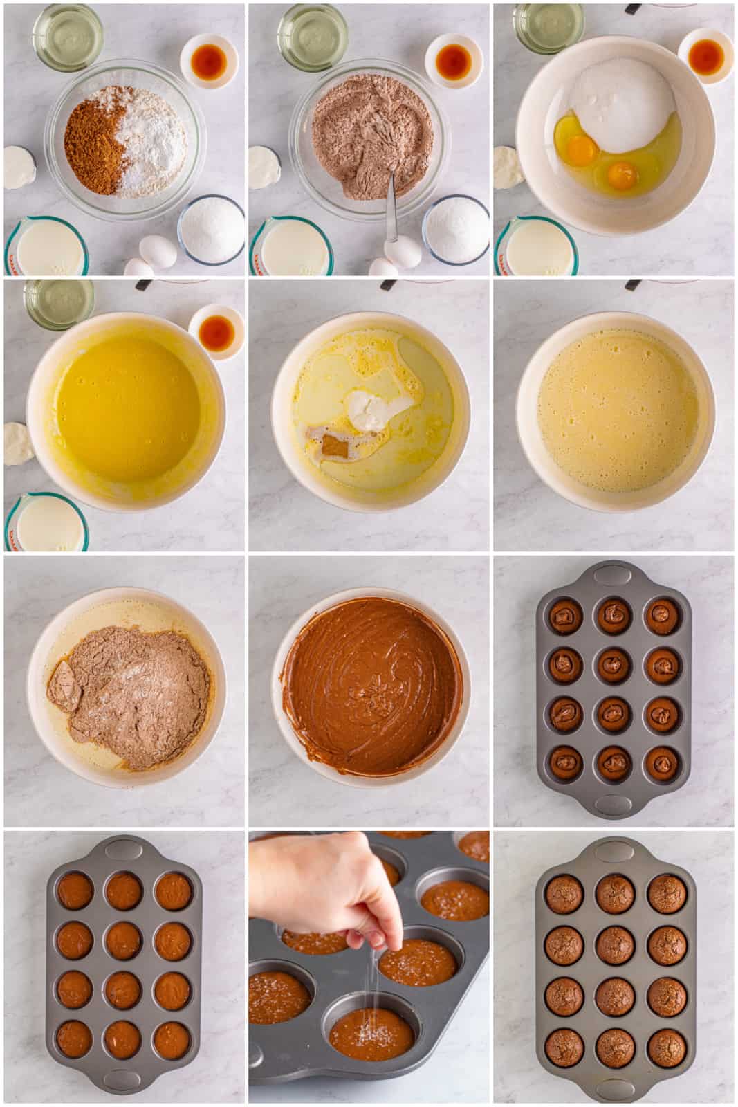 Step by step photos on how to make Chocolate Nutella Muffins.