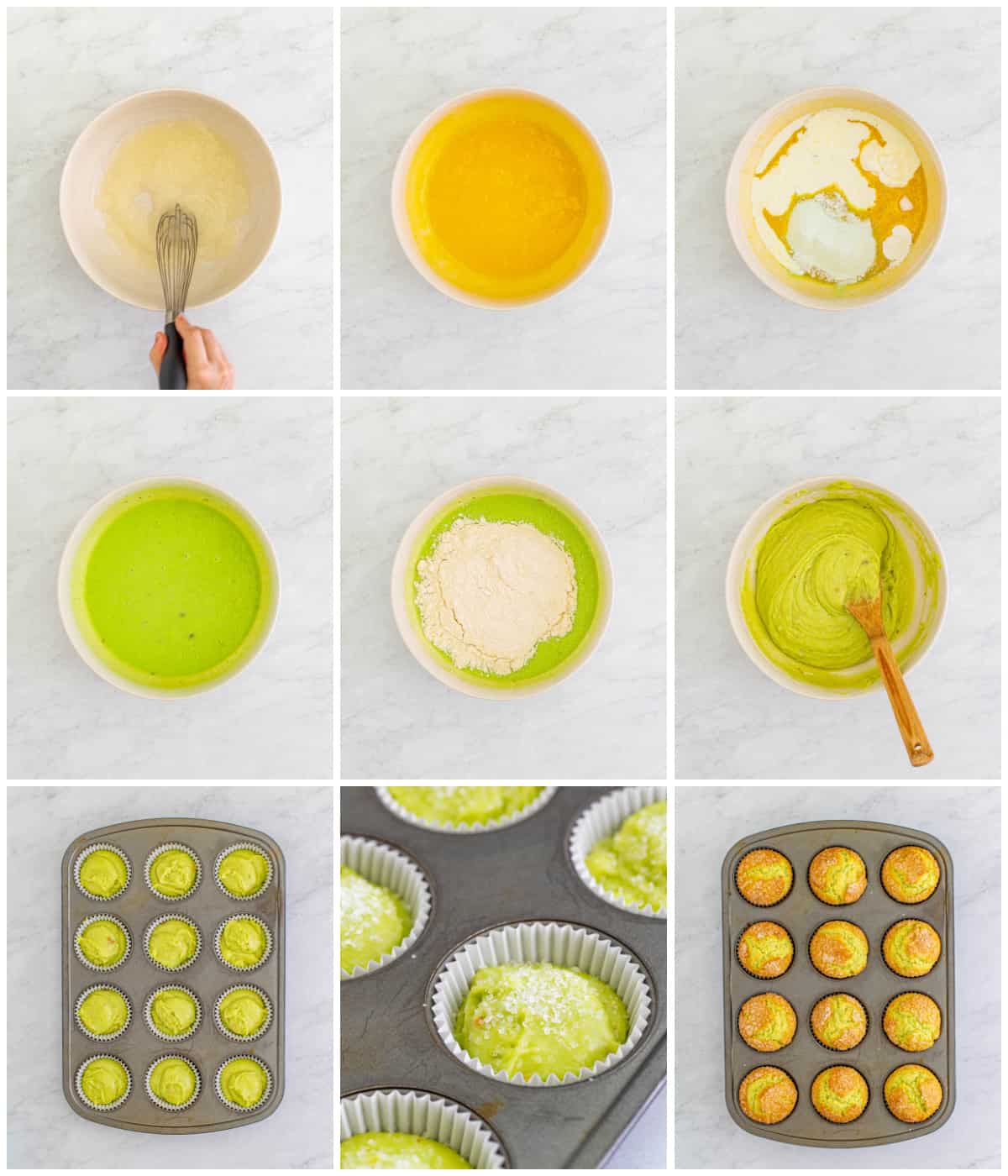 Step by step photos on how to make Pistachio Muffins.