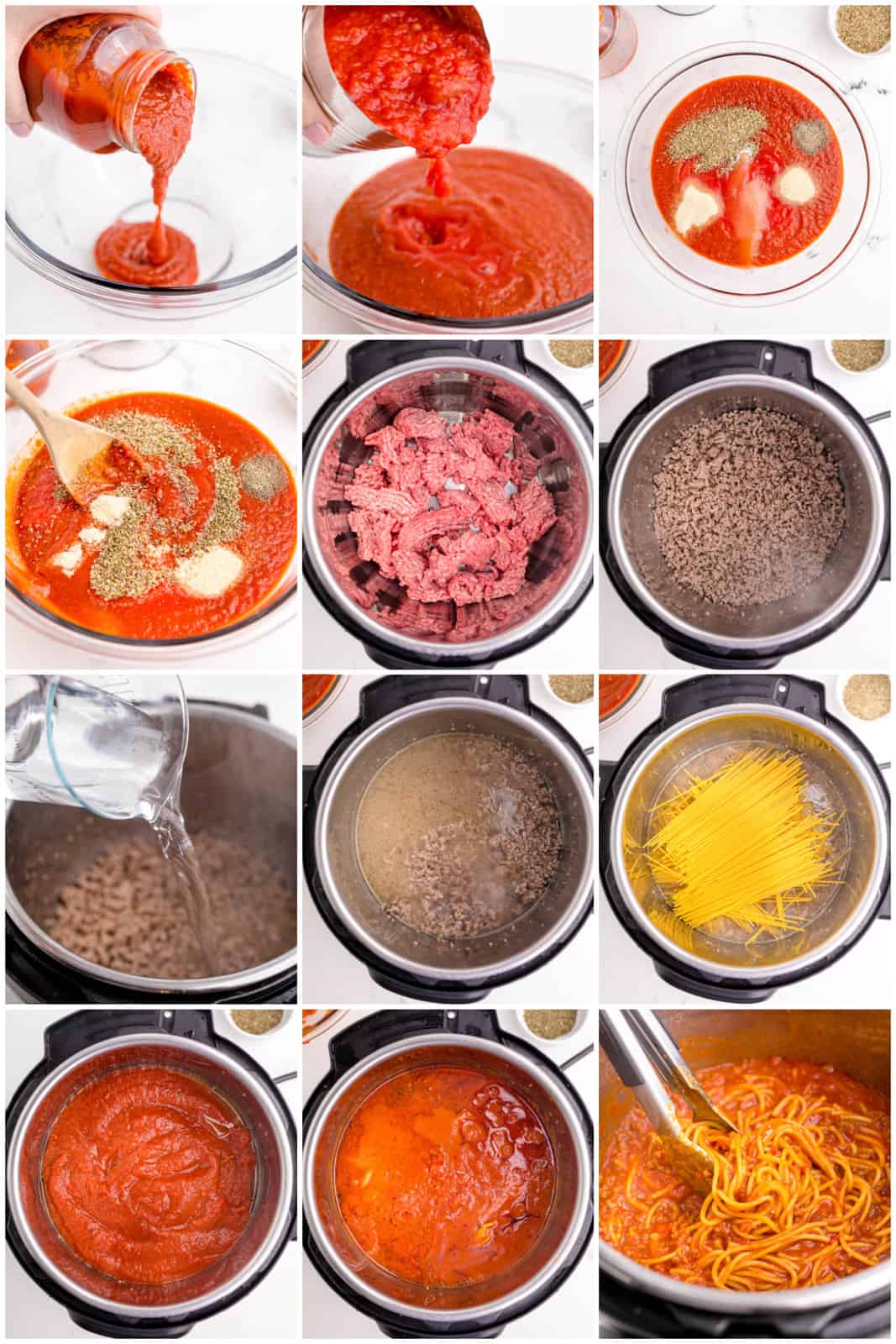 Step by step photos on how to make Instant Pot Spaghetti.