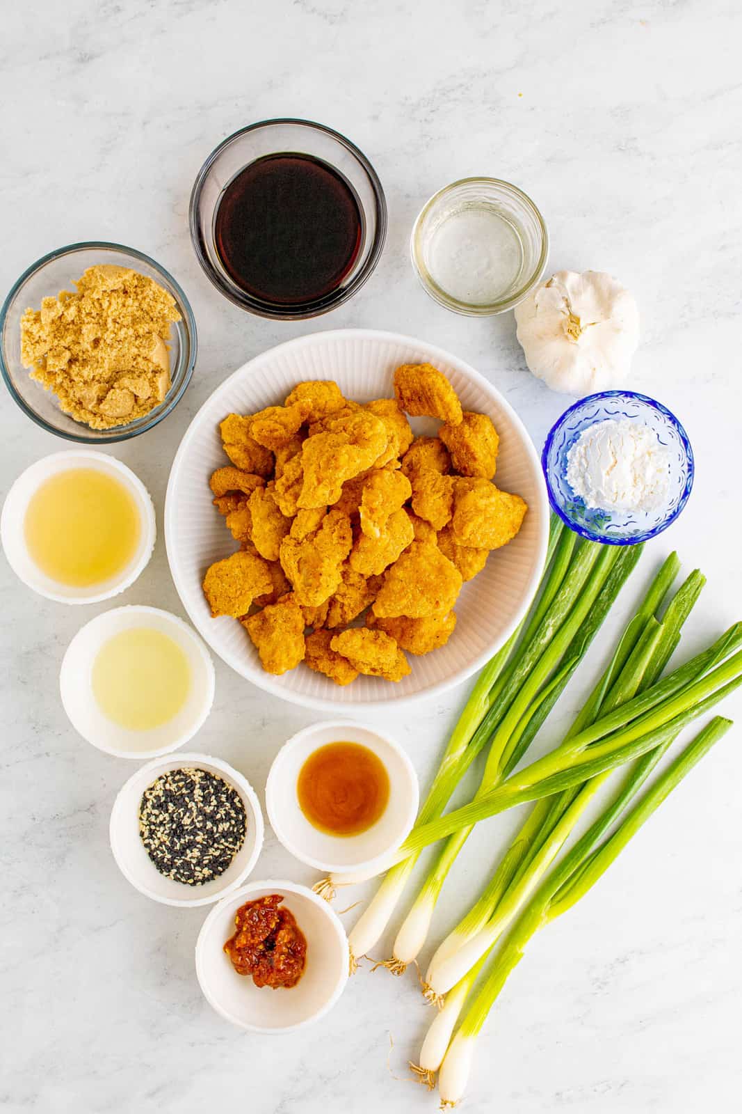 Ingredients needed to make a Sesame Chicken Recipe.