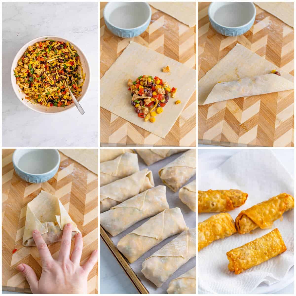 Step by step photos on how to make Southwest Egg Rolls.