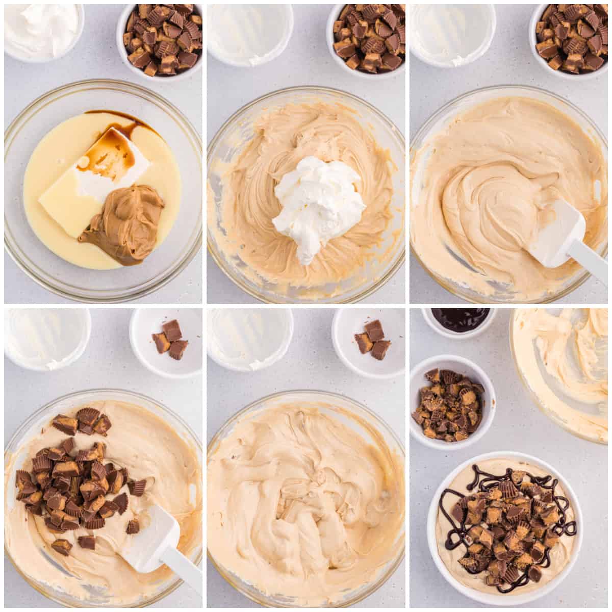 Step by step photos on how to make Reese's Cheesecake Dip.