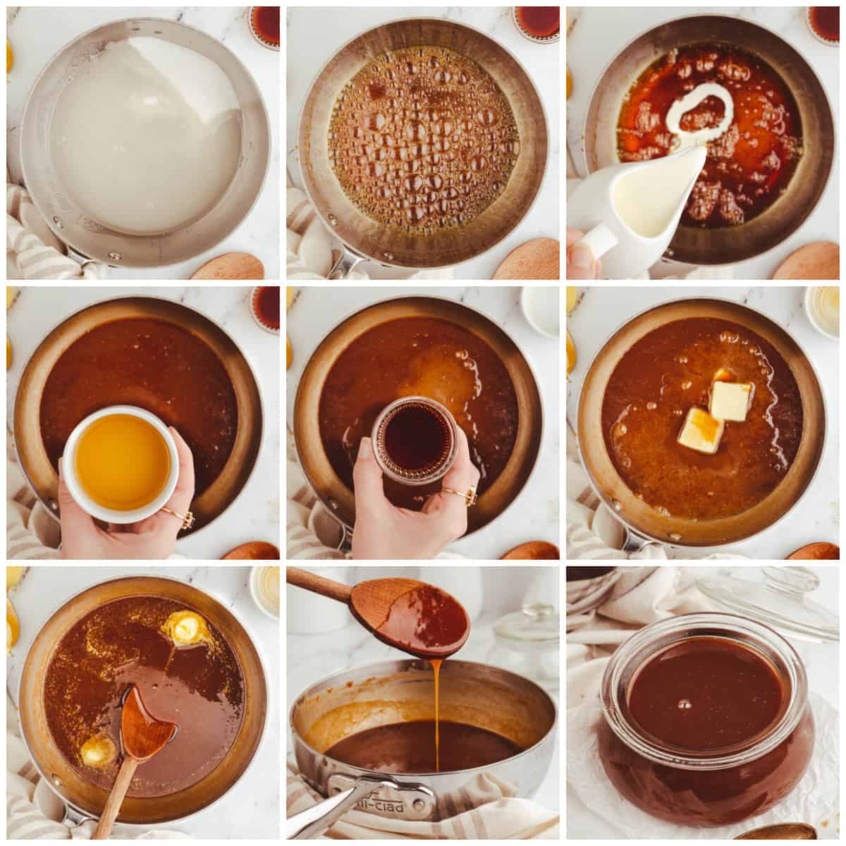 Step by step photos on how to make Bourbon Caramel Sauce.