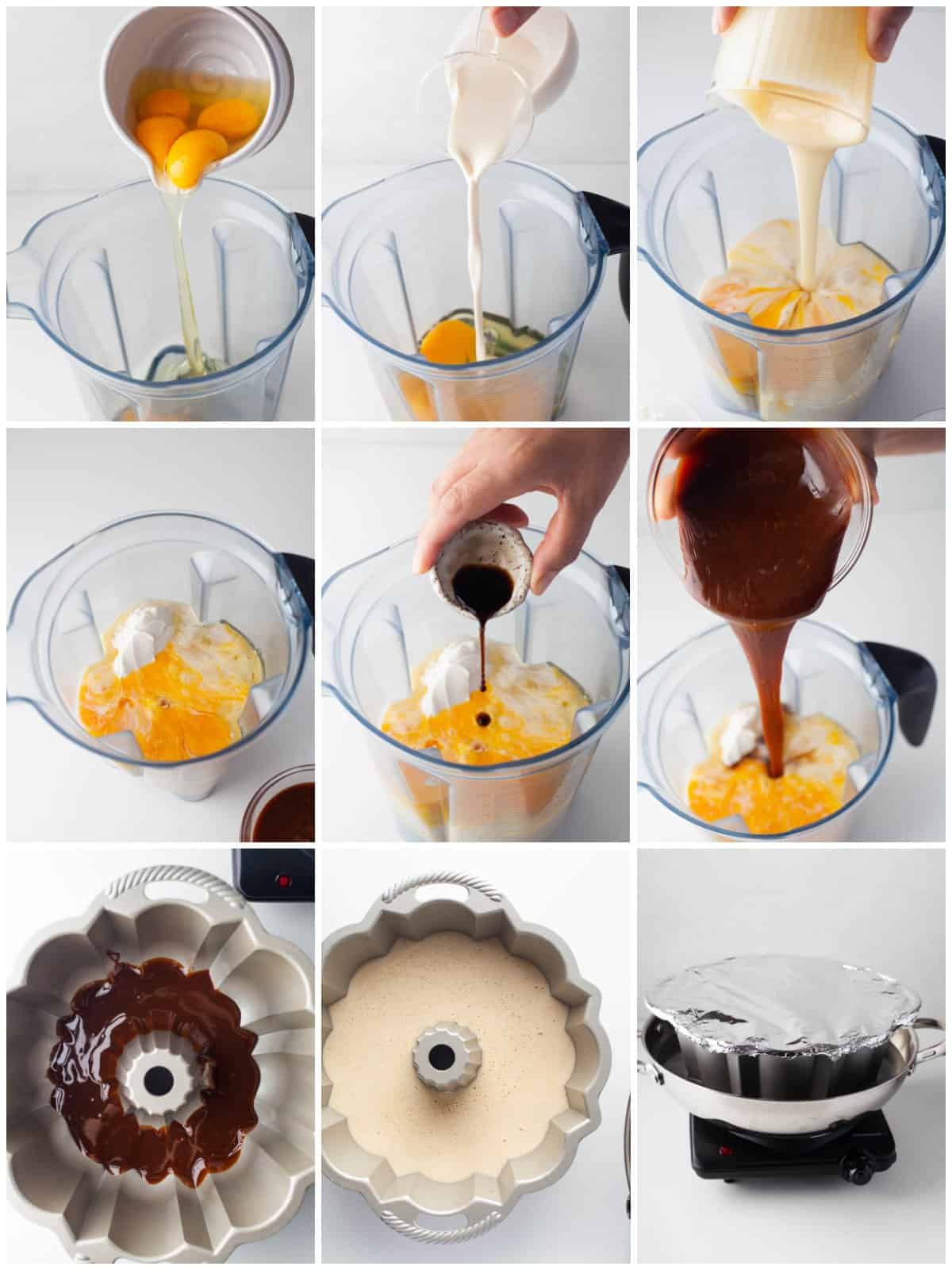 Step by step photos on how to make Mexican Flan.