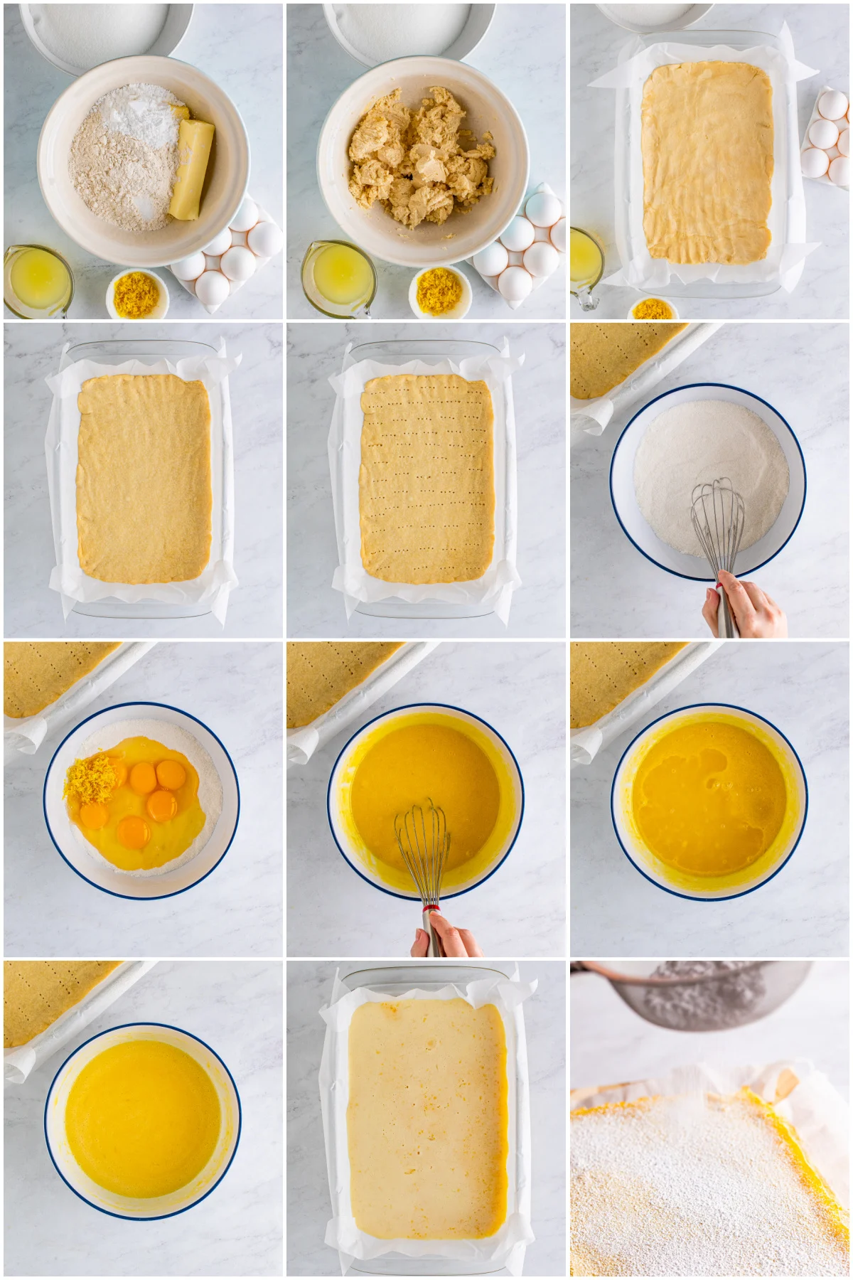 Step by step photo on how to make a Lemon Bar Recipe.