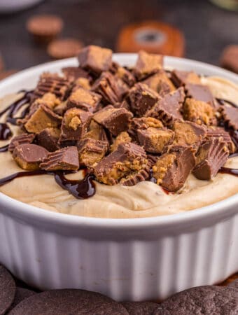 Square image close up of Cheesecake Dip.