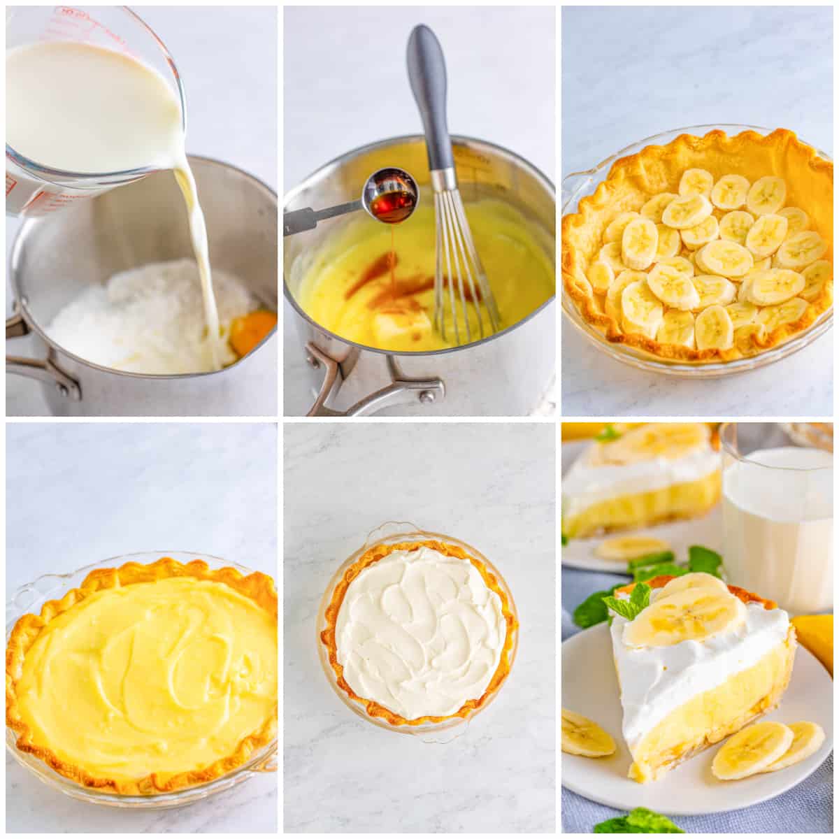 Step by step photos on how to make Banana Cream Pie.