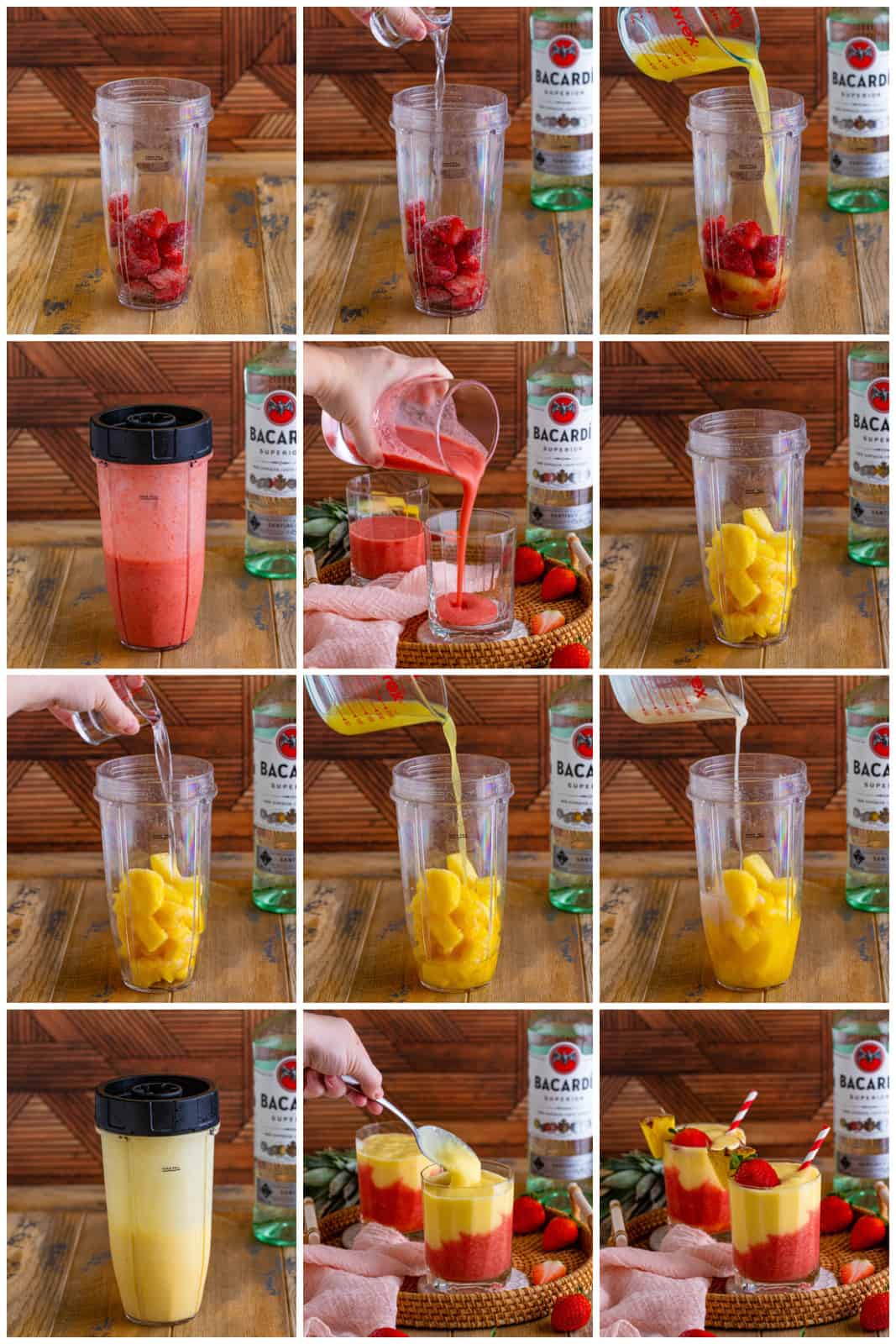 Step by step photos on how to make a Strawberry Pina Colada