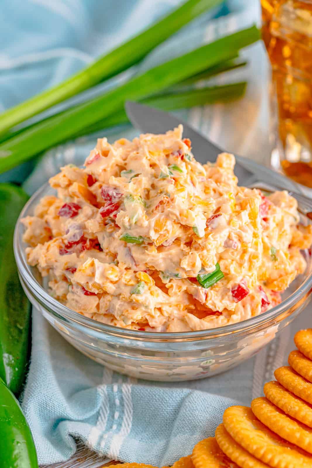 Pimento Cheese in bowl showing all ingredients.