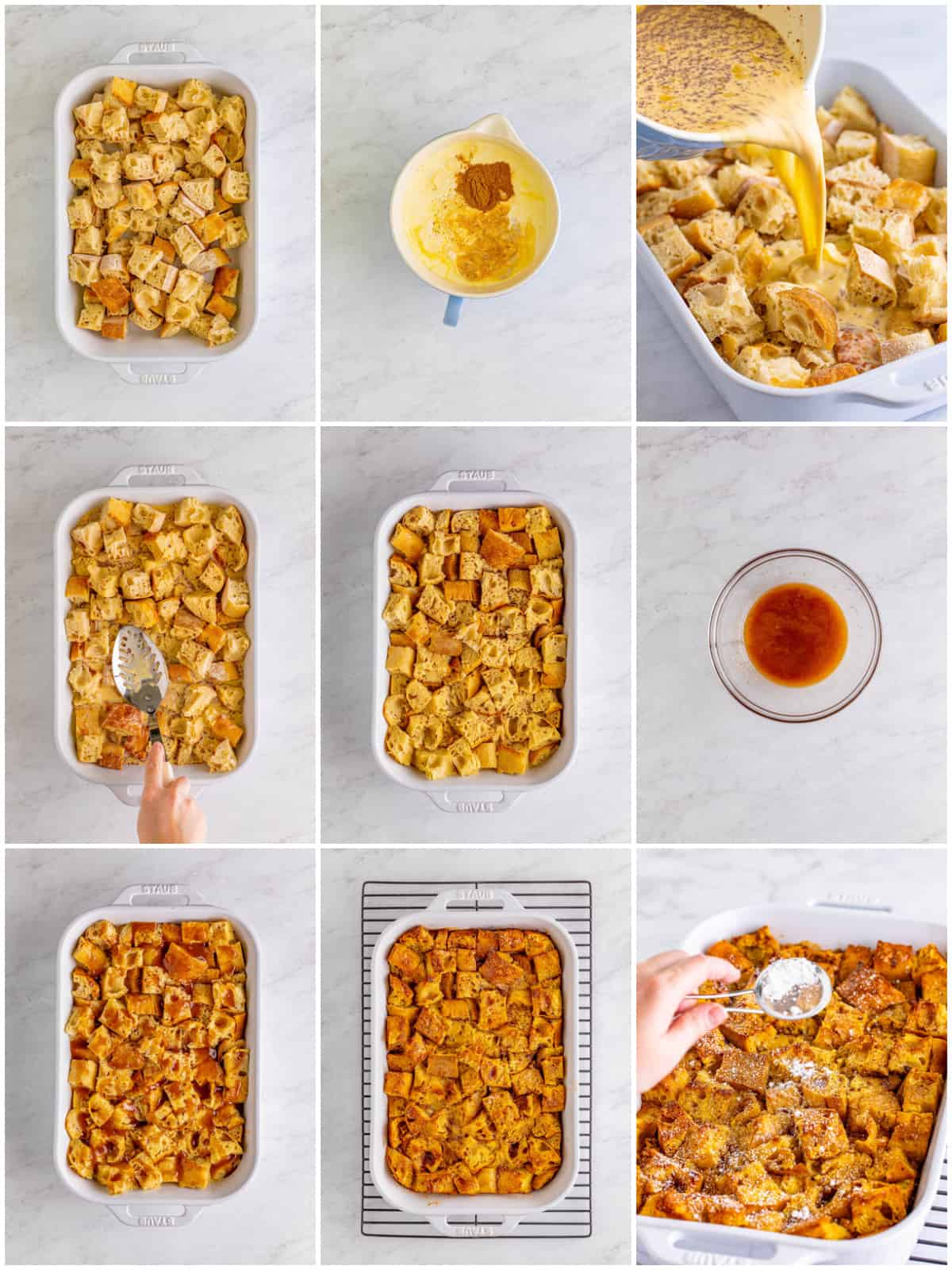 Step by step photos on how to make French Toast Casserole.