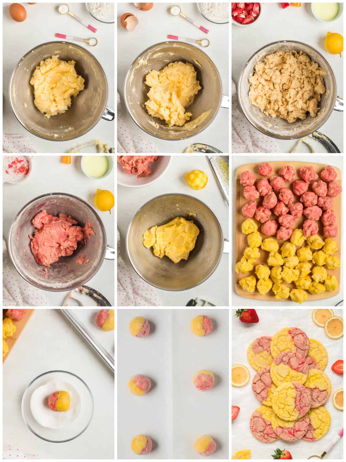 Step by step photos on how to make Strawberry Lemonade Cookies.