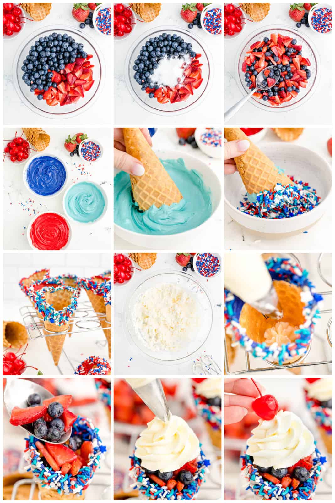 Step by step photos on how to make Fruit Cones