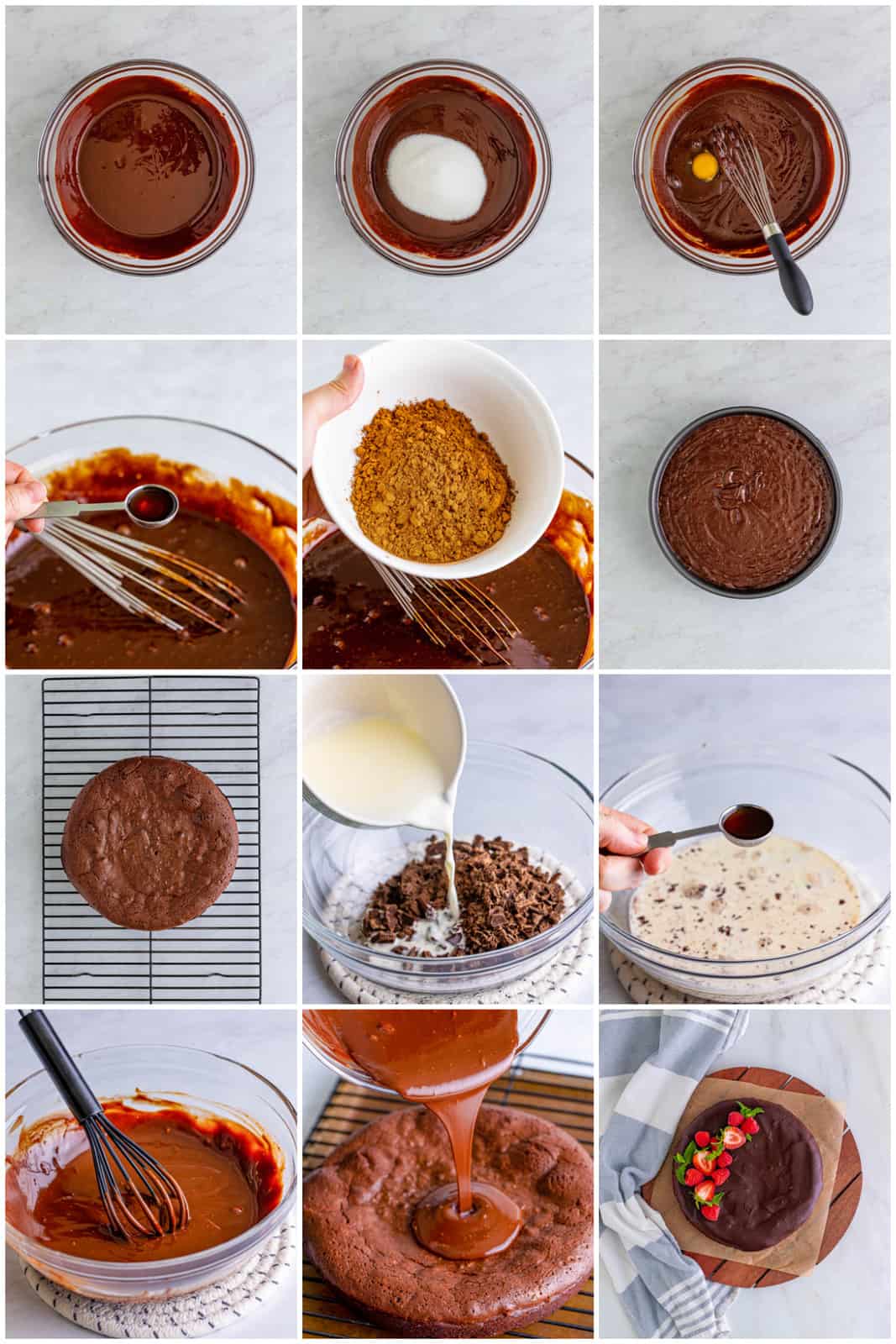 Step by step photos on how to make a Flourless Chocolate Cake.