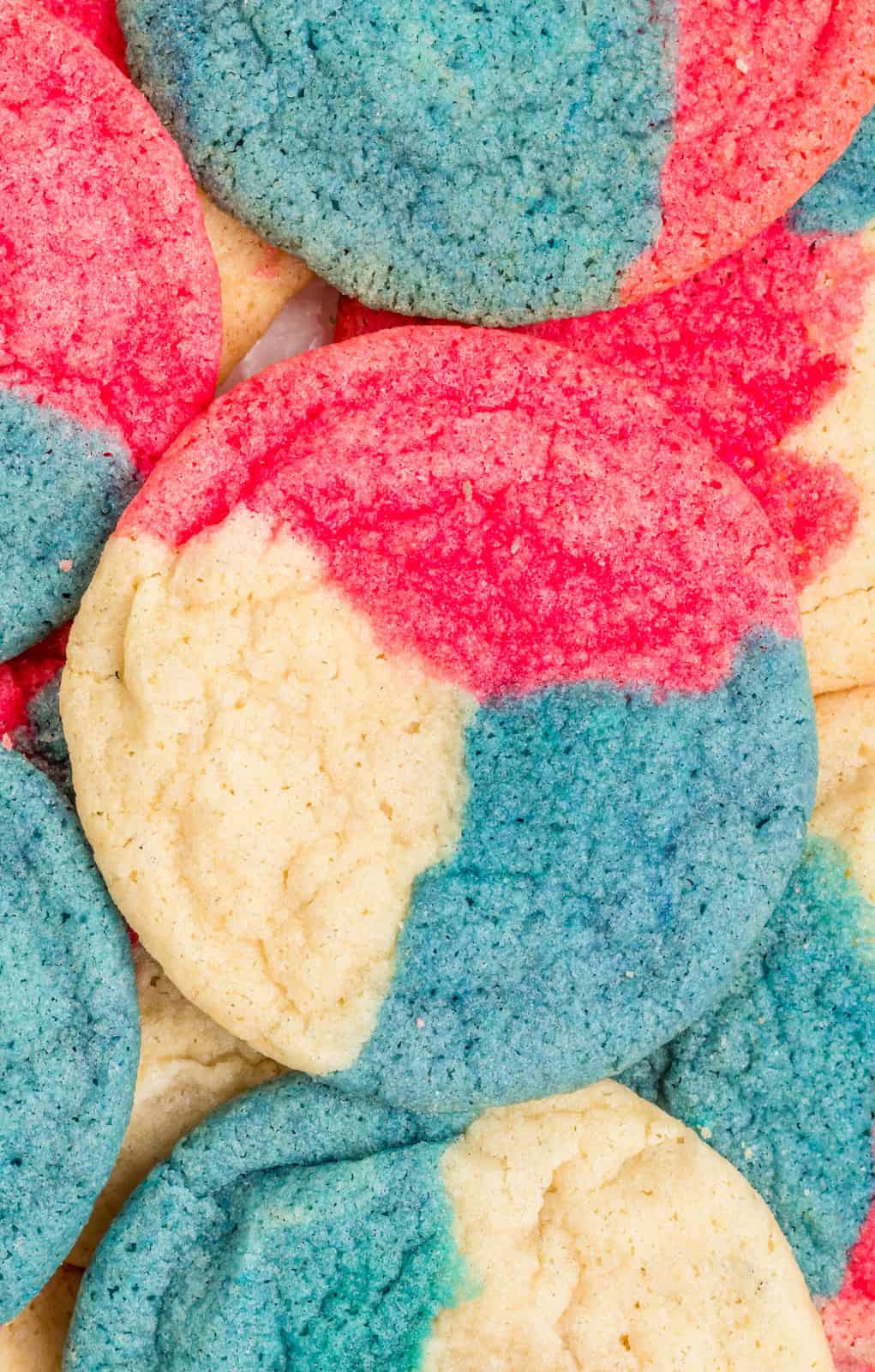 Close up overhead of Red White & Blue Cookies.