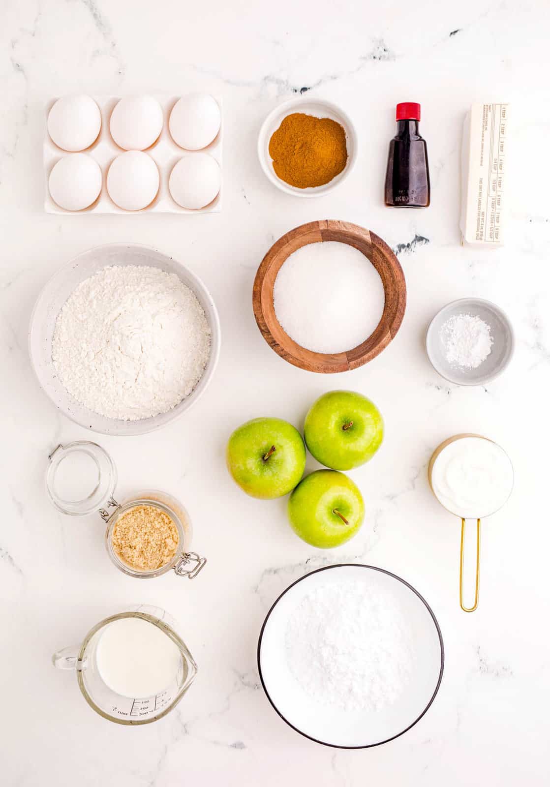 Ingredients needed to make Apple Fritter Bread.